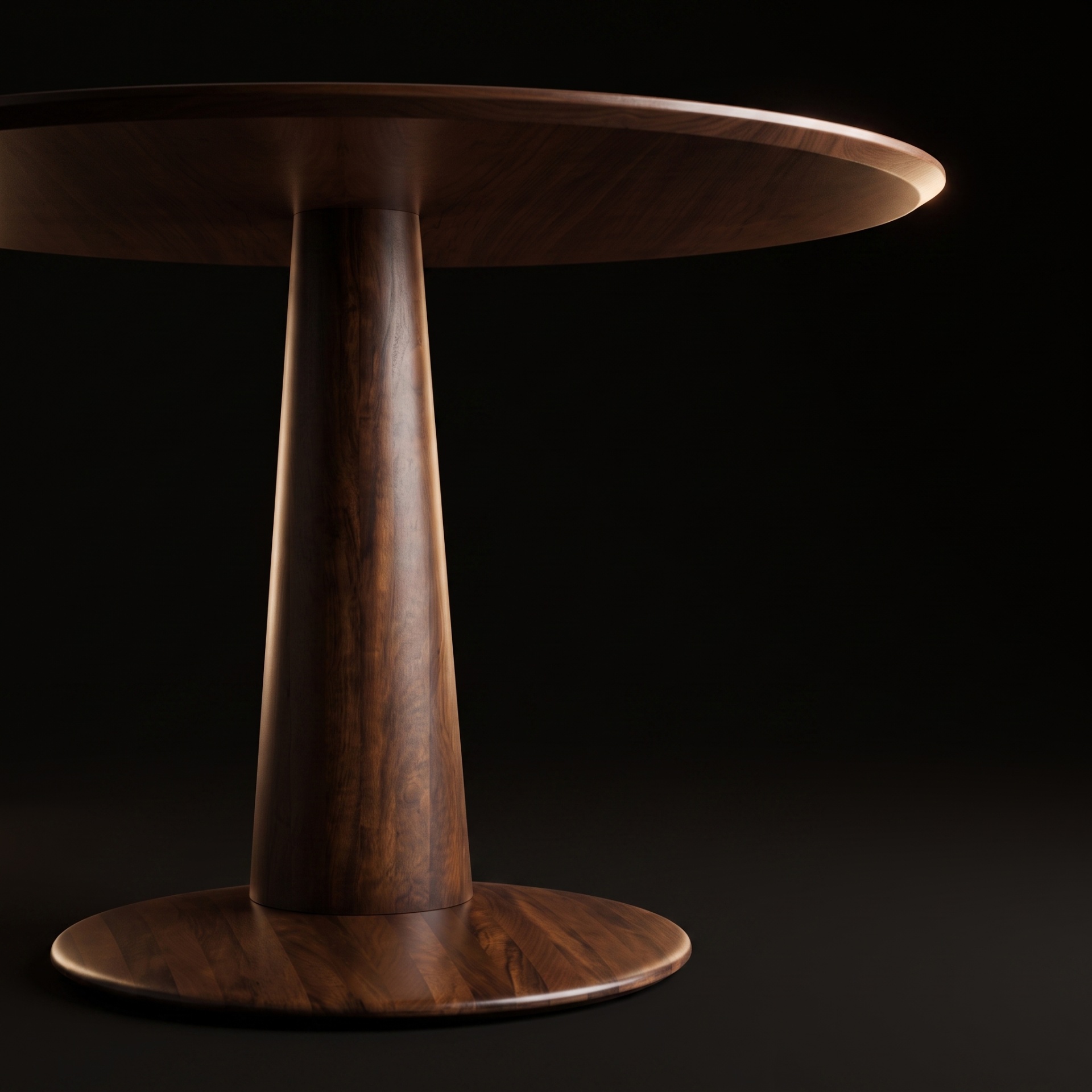 Mesa Mac, vista frontal com pedestal cônico